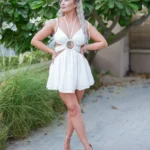 Ivory White Dress Adorned with Pearls