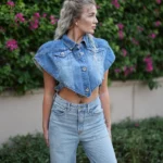 Denim Jacket with High Shoulders