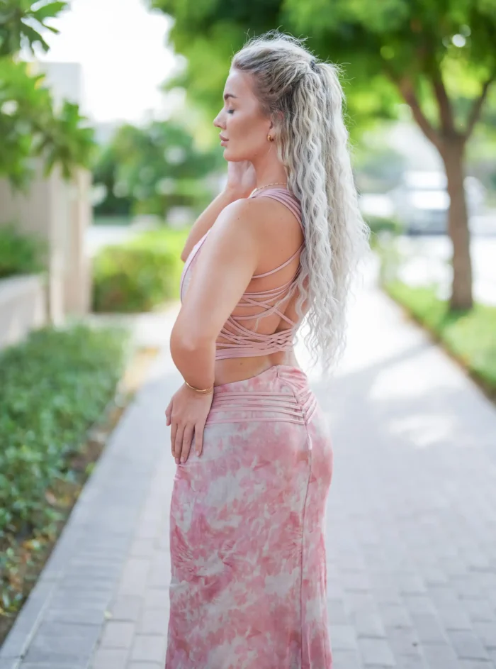 Skirt and Top with Open Back and Floral Print
