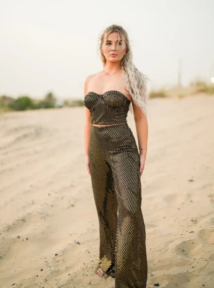 Glittery Gold Top and Pants Set