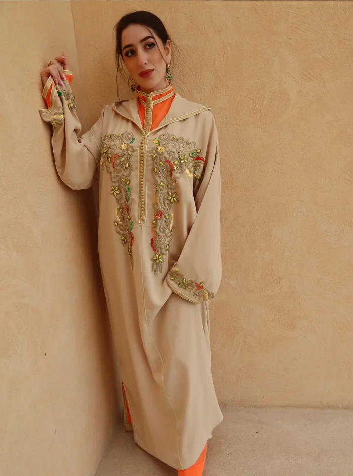 Jellaba Orange & Beige Two Pieces - Image 3