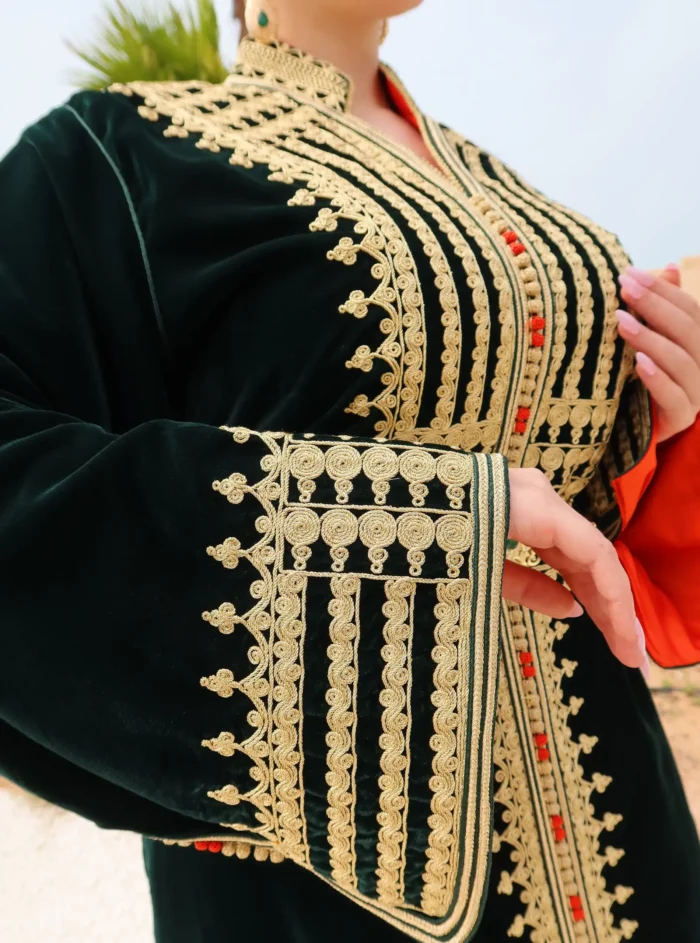 Velvet Caftan Dark Green - Image 4